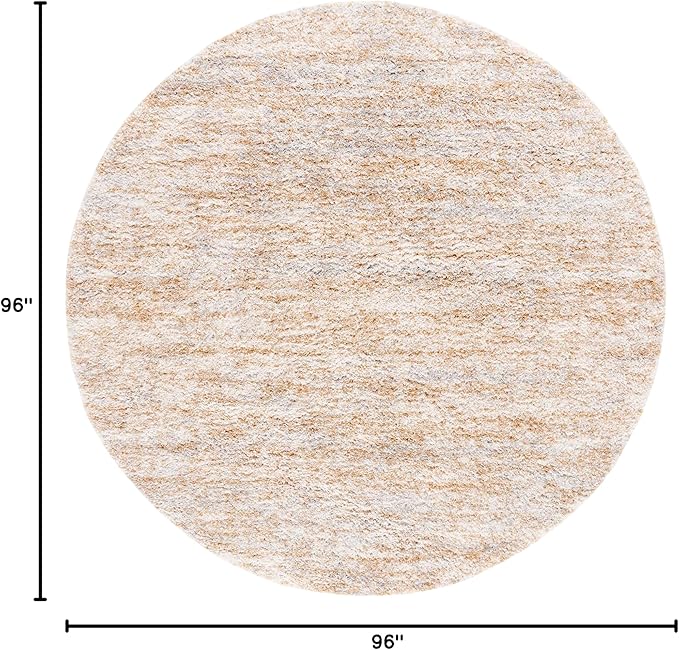 SAFAVIEH Area Rug 8' Round - Berber Shag Collection - Ivory & Light Gold, Non-Shedding & Easy to Clean, Plush Thick Pile, Ideal for Living Room, Bedroom, Dining Space (BER563D)