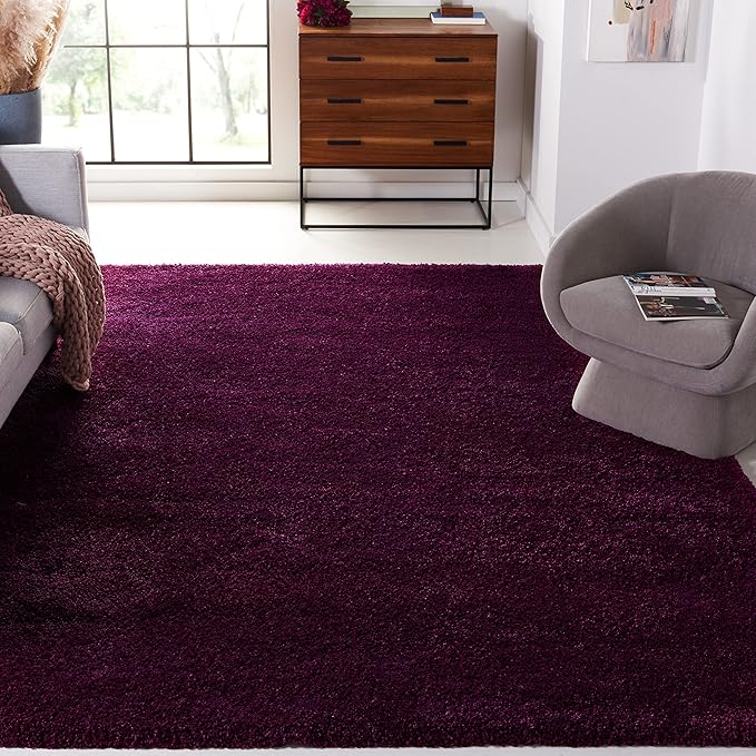 SAFAVIEH Santa Monica Shag Collection 9' x 12' Purple SGN725 Solid Non-Shedding Living Room Bedroom Dining Room Entryway Plush 2-inch Thick Area Rug