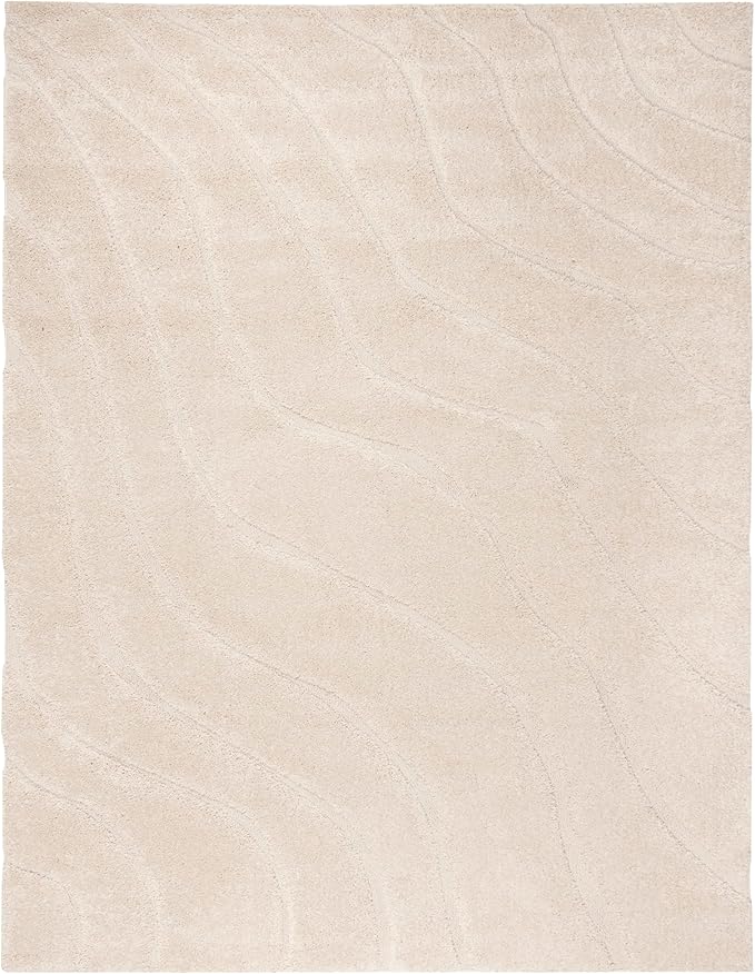 SAFAVIEH Area Rug 8x10 - Florida Shag Collection - Large - Creme & Creme, Non-Shedding & Easy Cleaning, Plush Thick Pile, Ideal for Living Room, Bedroom, Dining Space (SG472-1111)
