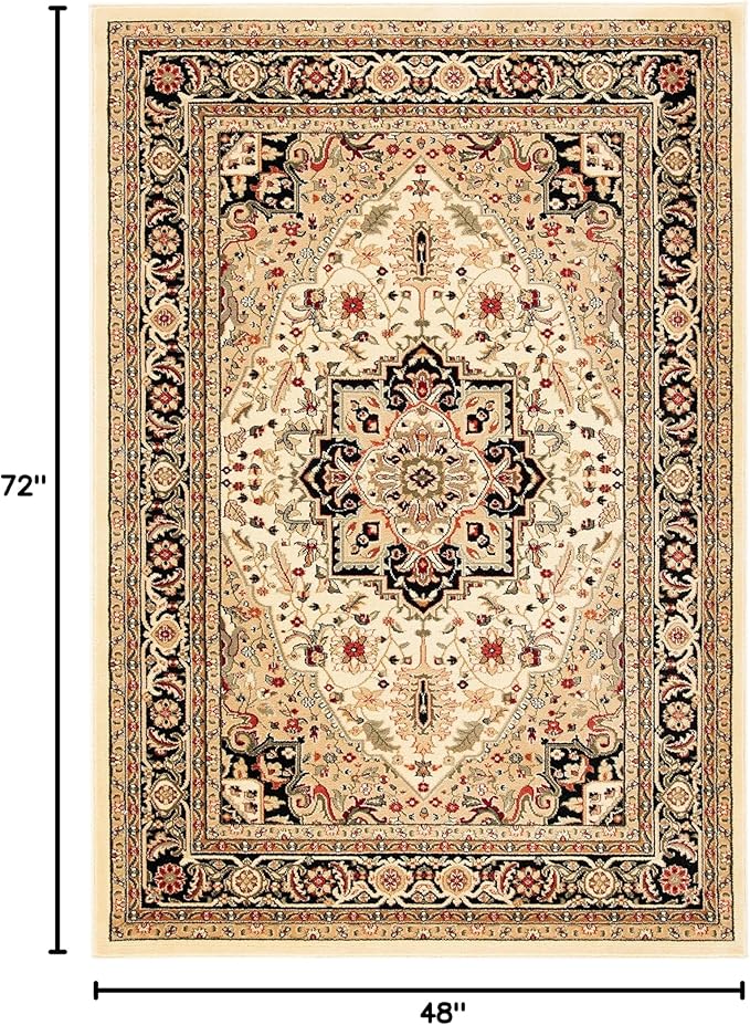 SAFAVIEH Lyndhurst Collection Accent Rug - 4' x 6', Beige & Black, Traditional Oriental Design, Non-Shedding & Easy Care, Ideal for High Traffic Areas in Entryway, Living Room, Bedroom (LNH330C)