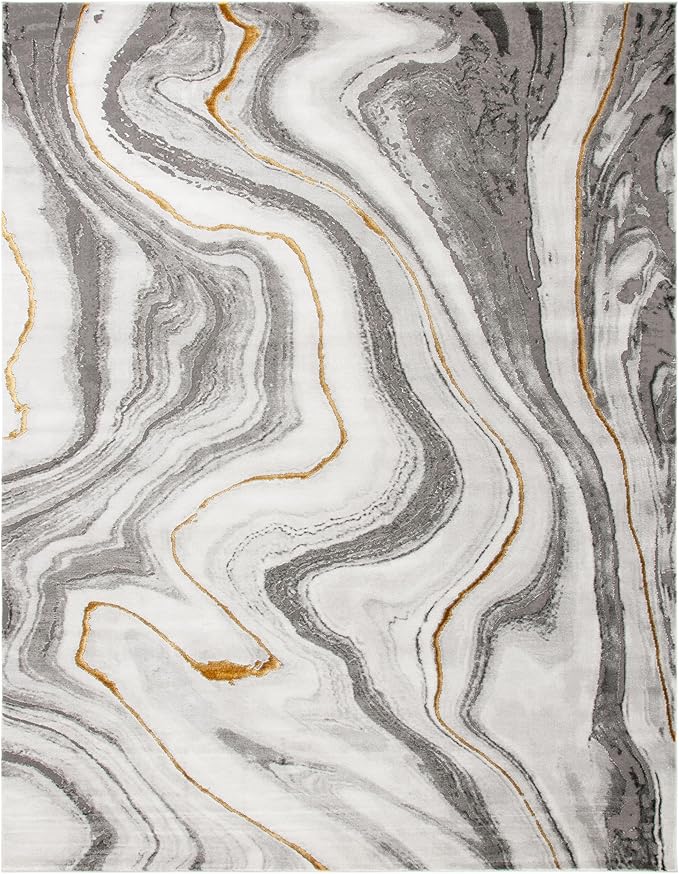 SAFAVIEH Craft Collection X-Large Area Rug - 12' x 15', Grey & Gold, Modern Abstract Design, Non-Shedding & Easy Care, Ideal for High Traffic Areas in Living Room, Bedroom (CFT819F)