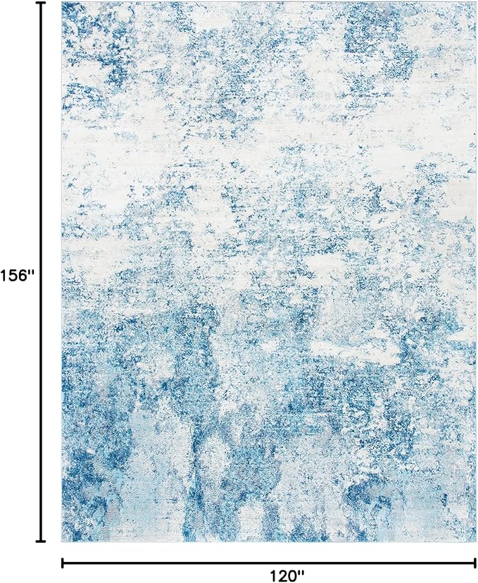 SAFAVIEH Brentwood Collection Area Rug - 10' x 13', Ivory & Navy, Modern Abstract Design, Non-Shedding & Easy Care, Ideal for High Traffic Areas in Living Room, Bedroom (BNT822B)