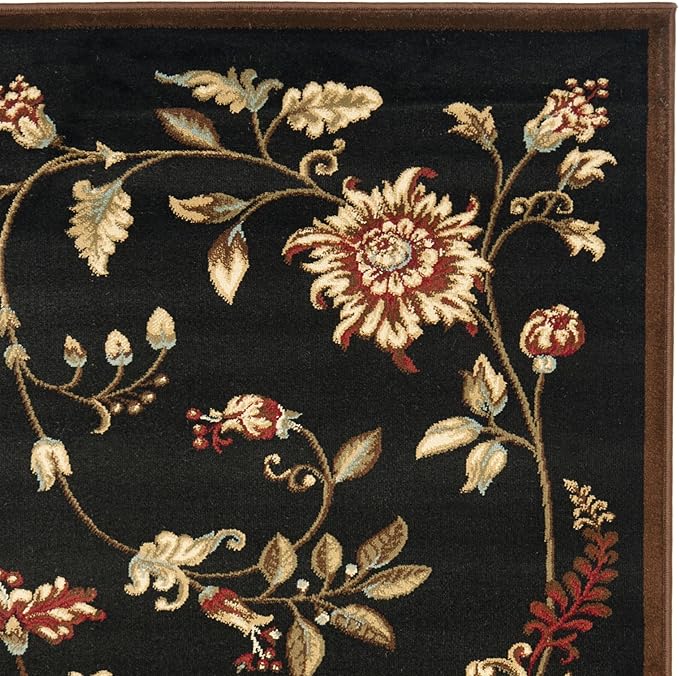 SAFAVIEH Lyndhurst Collection Accent Rug - 4' x 6', Black & Multi, Traditional Floral Design, Non-Shedding & Easy Care, Ideal for High Traffic Areas in Entryway, Living Room, Bedroom (LNH552-9091)