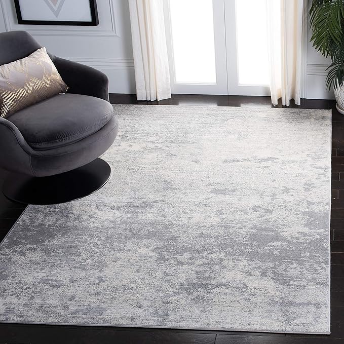 SAFAVIEH Brentwood Collection 4' x 6' Grey/Ivory BNT822H Modern Abstract Non-Shedding Living Room Bedroom Accent Rug