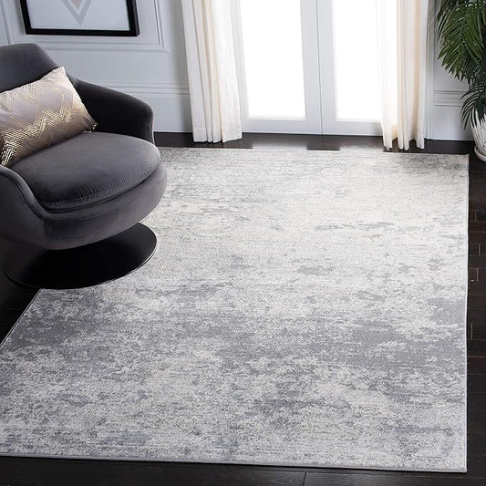 SAFAVIEH Brentwood Collection 6' x 9' Grey/Ivory BNT822H Modern Abstract Non-Shedding Living Room Bedroom Dining Home Office Area Rug