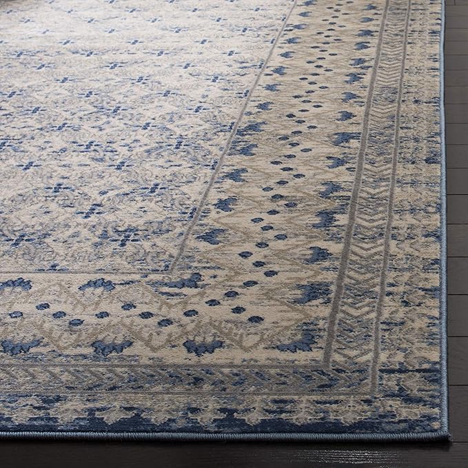 SAFAVIEH Brentwood Collection Runner Rug - 2' x 12', Light Grey & Blue, Traditional Oriental Distressed Design, Non-Shedding & Easy Care, Ideal for High Traffic Areas in Living Room, Bedroom (BNT899G)