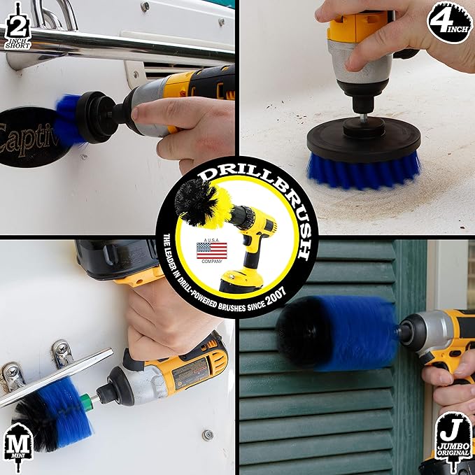 4 Piece Bundle - Add a Mini Original Brush to Our 3 Piece Marine Drill Brush Scrubbing Kit