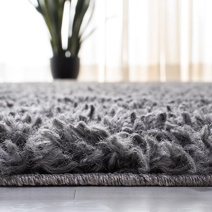 SAFAVIEH Area Rug 8x10 - August Shag Collection - Large - Charcoal, Solid Pattern, Non-Shedding & Easy Cleaning, Plush Thick Pile, Ideal for Living Room, Bedroom, Dining Space (AUG200H)