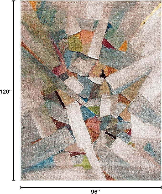 SAFAVIEH Area Rug 8x10 - Porcello Collection - Large - Grey & Multi, Modern Abstract Design, Non-Shedding & Easy Cleaning, Ideal for Living Room, Bedroom, Office, Dining Space (PRL6937B)