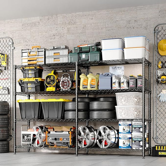 4-Tier Metal Storage Shelves, Adjustable Wire Shelving Unit for Garage, Pantry, Basement & Kitchen, Easy Assembly, 70.8" w x 15.8" d x 59.5" h, 265 Lbs Per Tier