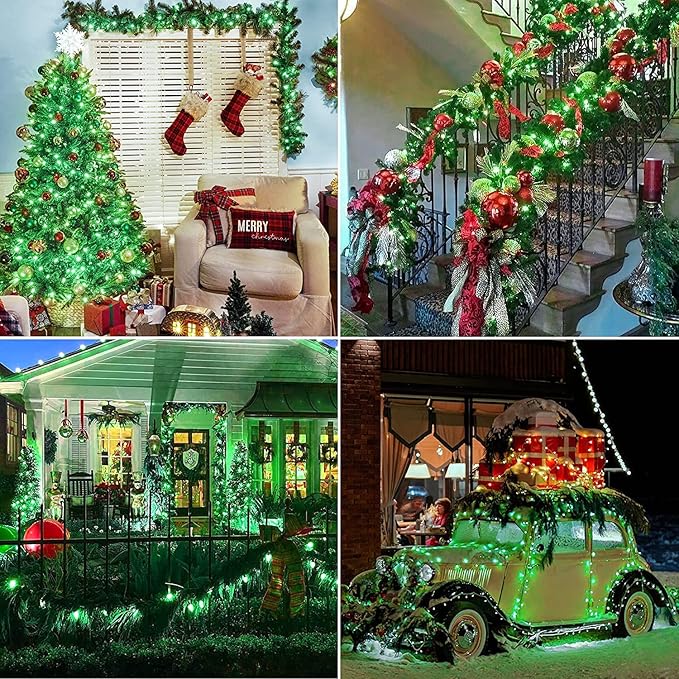 Hopolon Green St. Patrick's Day Mini Lights, 50 Count 2PACK Green Wire 13ft Incandescent Christmas String Lights Plug in for Outdoor Indoor Halloween Tree Holiday Lighting Decor (2pcs Green)