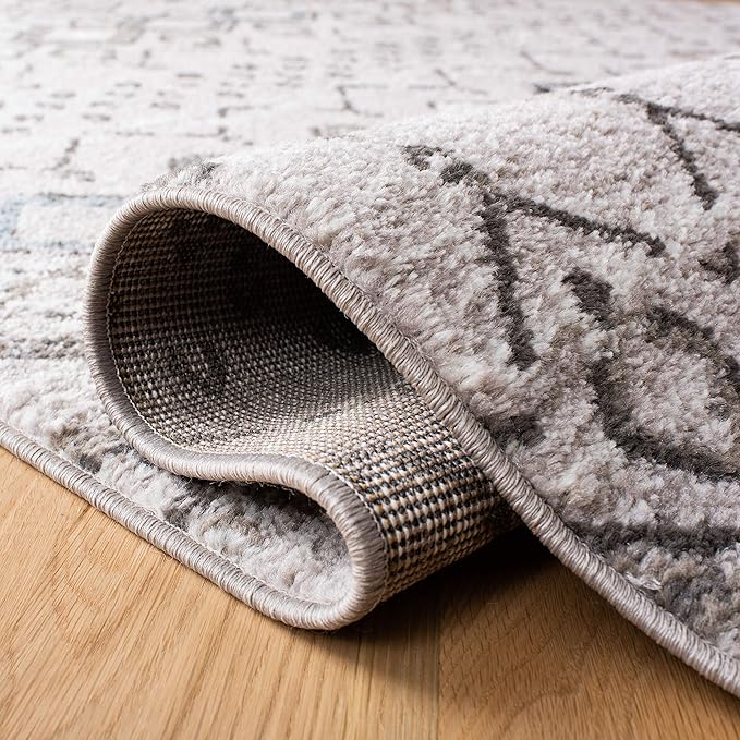 SAFAVIEH Amsterdam Collection Area Rug - 5'1" x 7'6", Light Grey & Brown, Moroccan Boho Design, Non-Shedding & Easy Care, Ideal for High Traffic Areas in Living Room, Bedroom (AMS108F)