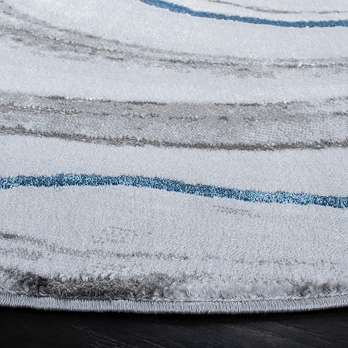 SAFAVIEH Craft Collection 4' Round Grey/Blue CFT819N Modern Abstract Non-Shedding Living Room Dining Bedroom Foyer Area Rug