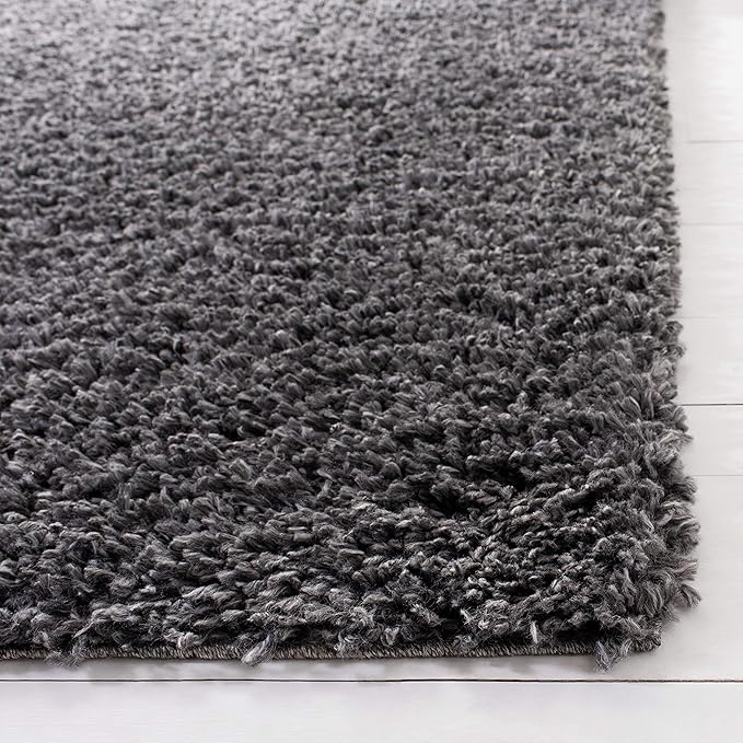 SAFAVIEH August Shag Collection Accent Rug - 4' x 6', Charcoal, Solid Design, Non-Shedding & Easy Care, 1.5-inch Thick Ideal for High Traffic Areas in Entryway, Living Room, Bedroom (AUG200H)