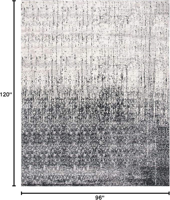 SAFAVIEH Retro Collection Area Rug - 8' x 10', Black & Light Grey, Modern Abstract Design, Non-Shedding & Easy Care, Ideal for High Traffic Areas in Living Room, Bedroom (RET2770-9079)