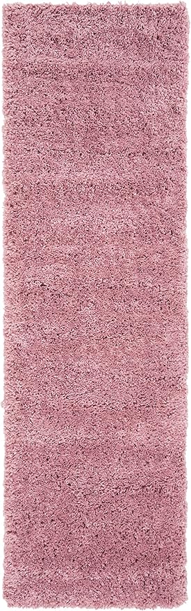 SAFAVIEH Fontana Shag Collection Runner Rug - 2'3" x 8', Pink, Solid Design, Non-Shedding & Easy Care, 2-inch Thick Ideal for High Traffic Areas in Living Room, Bedroom (FNT800U)