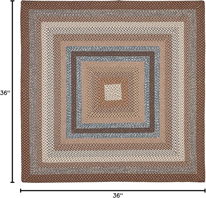 SAFAVIEH Washable Rug Outdoor Braided Collection - 3' Square, Brown & Multi, Handmade & Reversible, Non-Shedding & Easy to Clean, Ideal for Patio, Backyard, Mudroom (BRD313A)