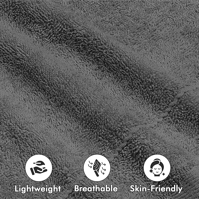 Face Towels Pack of 12 – 100% Cotton Wash Cloths (12x12 inch) – Soft, Quick Dry & Highly Absorbent Hand Towels for Bathroom, Spa, Gym, Kitchen and for Daily Use - (Dark Grey)