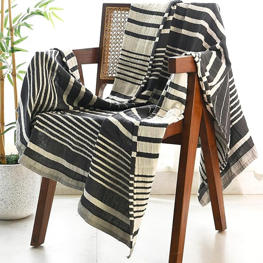 Folkulture Throw Blanket for Couch 50" x 60" |100% Recycled Cotton Couch Chritmas Throw Blanket for Chair, Boho Throws Blankets for Bed,Sofa, Lightweight| Guest Room Must Haves Blanket | Steel Gray