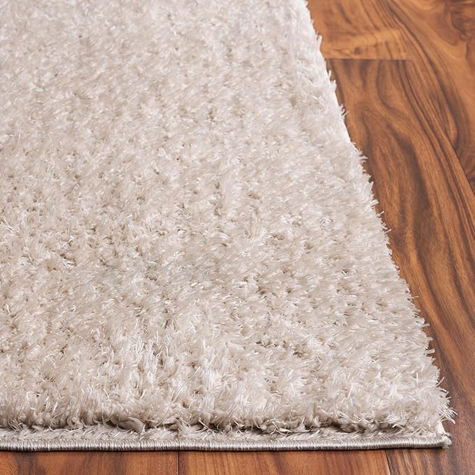 SAFAVIEH Lindsay Shag Collection Area Rug - 5'3" x 7'6", Beige, Contemporary Design, Ideal for High Traffic Areas in Living Room, Bedroom & Dining Room (LNS560B-5)