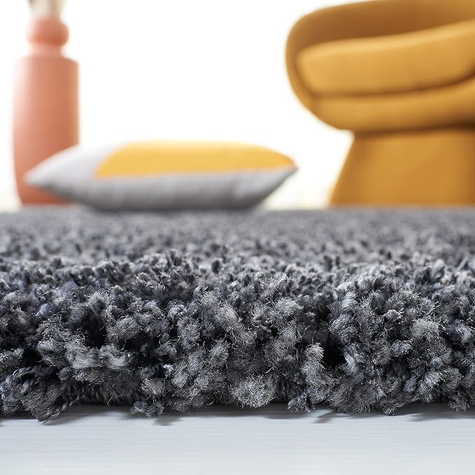 SAFAVIEH Santa Monica Shag Collection 8' x 10' Dark Grey SGN725 Solid Non-Shedding Living Room Bedroom Dining Room Entryway Plush 2-inch Thick Area Rug