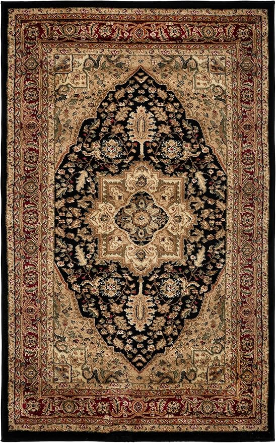 SAFAVIEH Lyndhurst Collection Accent Rug - 3'3" x 5'3", Black & Red, Traditional Oriental Design, Non-Shedding & Easy Care, Ideal for High Traffic Areas in Entryway, Living Room, Bedroom (LNH330Y)