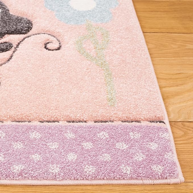 SAFAVIEH Carousel Kids 100 Collection Area Rug - 3'3" x 5'3", Blush Pink, Transitional Design, Stain Resistant, Ideal for High Traffic Areas in Living Room, Bedroom & Dining Room (CRK120U-3)