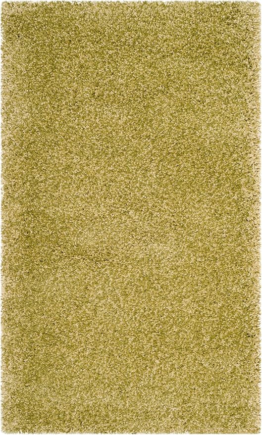 SAFAVIEH Santa Monica Shag Collection 3' x 5' Green SGN725 Solid Non-Shedding Living Room Bedroom Dining Room Entryway Plush 2-inch Thick Area Rug