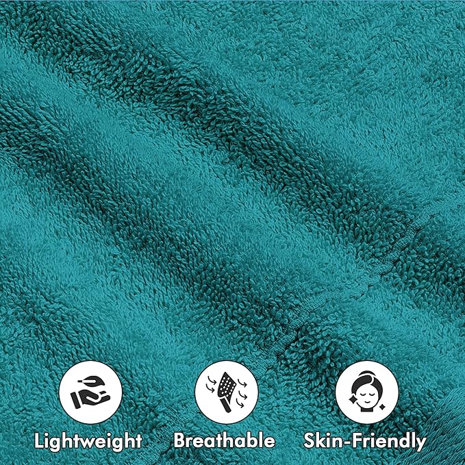 Face Towels Pack of 12 – 100% Cotton Wash Cloths (12x12 inch) – Soft, Quick Dry & Highly Absorbent Hand Towels for Bathroom, Spa, Gym, Kitchen and for Daily Use - (Teal)