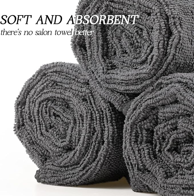 26 Pcs Salon Bleach Proof Towels Highly Absorbent Hair Towels Hand Facial Cloths Bleach Resistant for Salon Barber Spa Beauty Bath Hair Stylist(Gray,18 x 30 Inch,Classic)