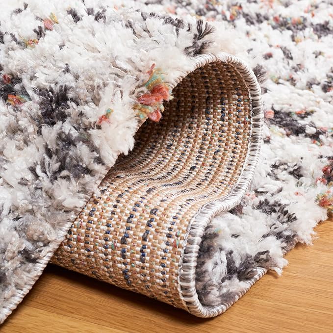 SAFAVIEH Jericho Shag Collection Accent Rug - 4' x 6', Black & Rust, Design, Non-Shedding & Easy Care, 1.2-inch Thick Ideal for High Traffic Areas in Entryway, Living Room, Bedroom (JER100Z)
