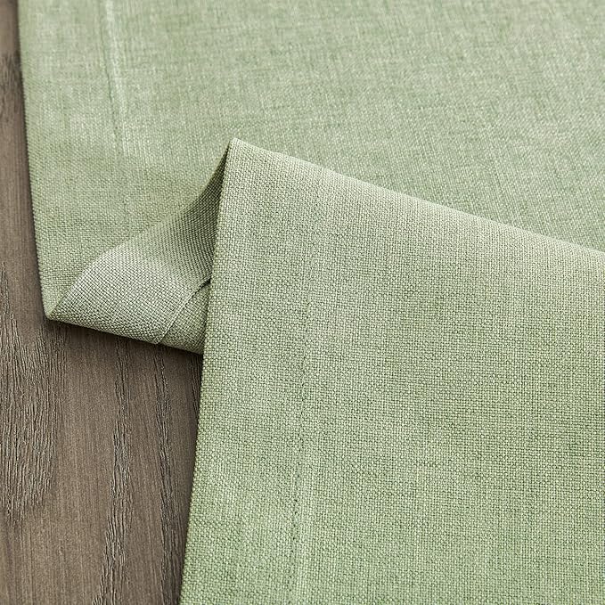 ZeeMart Basic Linen Style Table Runner, 14 x 90 Inch Sage Green, Rustic Farmhouse Green Table Runners 90 Inches Long, Everyday Polyester Table Runner - Machine Washable & Easy Care