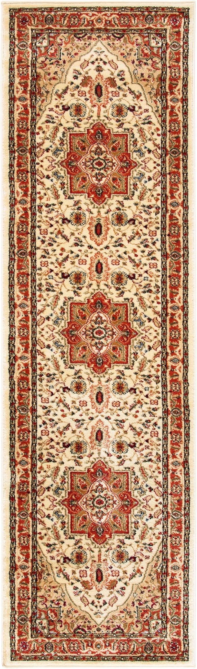SAFAVIEH Lyndhurst Collection Runner Rug - 2'3" x 6', Ivory & Rust, Traditional Oriental Design, Non-Shedding & Easy Care, Ideal for High Traffic Areas in Living Room, Bedroom (LNH330R)