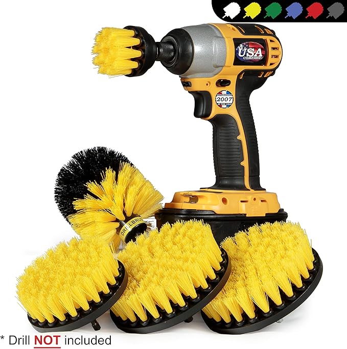Bathroom Accessories - Drill Brush - Bathroom Cleaner Kit - Shower Cleaner Brush - Shower Door Cleaner - Bathtub Brush - Bath Mat - Tile Cleaner- Grout Cleaning Brush - Scrub Brush - Bathroom Rugs