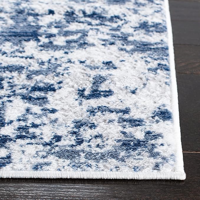SAFAVIEH Amelia Collection Runner Rug - 2'2" x 16', Navy & Grey, Modern Abstract Design, Non-Shedding & Easy Care, Ideal for High Traffic Areas in Living Room, Bedroom, Dining Room (ALA705N-216)