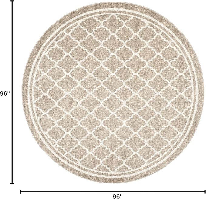 SAFAVIEH Amherst Collection 8' Round Wheat/Beige AMT422S Moroccan Trellis Non-Shedding Living Room Bedroom Area Rug