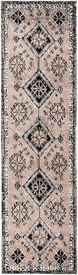 SAFAVIEH Vintage Hamadan Collection Runner Rug - 2'3" x 8', Brown & Black, Oriental Distressed Design, Non-Shedding & Easy Care, Ideal for High Traffic Areas in Living Room, Bedroom (VTH293T)