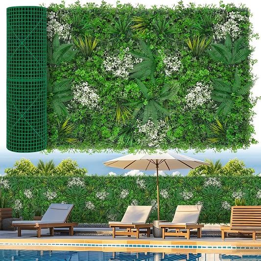 Artificial Grass Wall 40"x120"(33.33 SQFT), Boxwood Roll Panels UV-Protected Faux Grass Backdrop Wall,Greenery Privacy Hedge Screen for Outdoor Garden Patio, Indoor Party Balcony Fence Decor