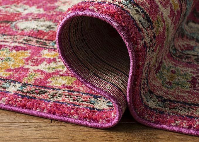SAFAVIEH Monaco Collection Area Rug - 10' x 14', Pink & Multi, Non-Shedding & Easy to Clean, Distressed Medallion Design, Ideal for Living Room, Bedroom, Dining Space (MNC243D)