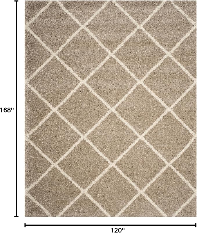 SAFAVIEH Hudson Shag Collection Area Rug - 10' x 14', Beige & Ivory, Modern Trellis Design, Non-Shedding & Easy Care, 2-inch Thick Ideal for High Traffic Areas in Living Room, Bedroom (SGH281S)