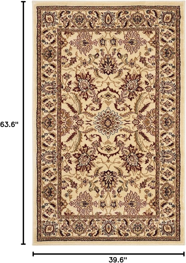 SAFAVIEH Lyndhurst Collection Accent Rug - 3'3" x 5'3", Ivory & Ivory, Traditional Oriental Design, Non-Shedding & Easy Care, Ideal for High Traffic Areas in Entryway, Living Room, Bedroom (LNH216A)