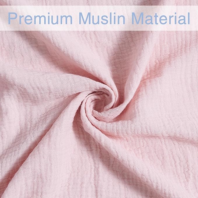 Meracorallo Muslin Swaddle Blanket, 100% Cotton Receiving Blanket Soft and Breathable Swaddle Wrap for Baby Boys and Girls, Pink