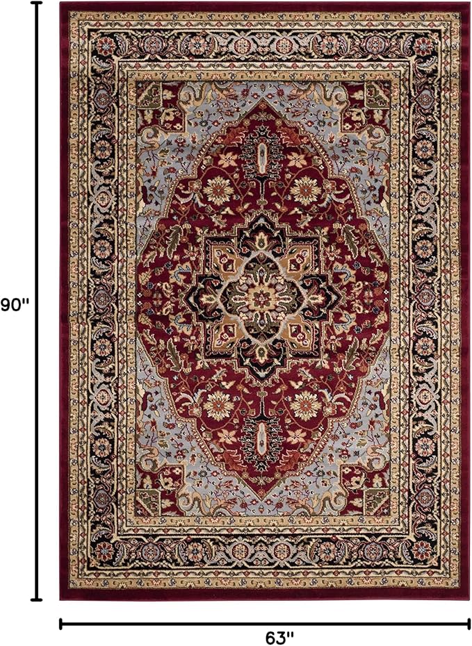 SAFAVIEH Lyndhurst Collection Area Rug - 5'3" x 7'6", Red & Black, Traditional Oriental Design, Non-Shedding & Easy Care, Ideal for High Traffic Areas in Living Room, Bedroom (LNH330B)