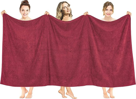 American Soft Linen 100% Cotton 600 GSM Turkish 40x80 Oversized Bath Towel Sheet, Extra Large Adult Towels for Bathroom, Bordeaux Red Bath Sheet