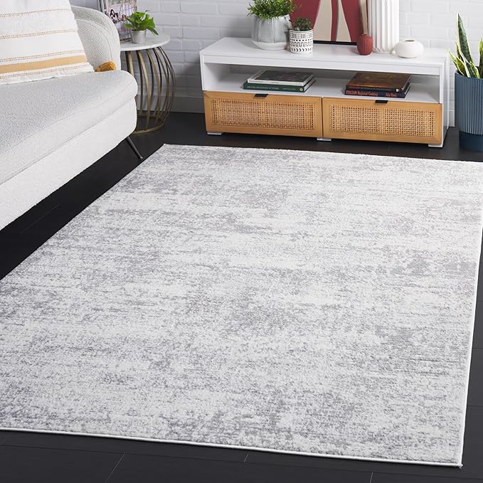 SAFAVIEH Area Rug 8x10 - Amelia Collection - Large - Ivory & Light Grey, Modern Design, Non-Shedding & Easy Cleaning, Ideal for Living Room, Bedroom, Office, Dining Space (ALA700F)