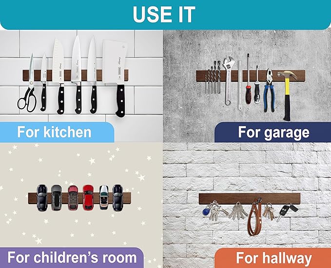 16 Inch Knife Magnetic Strip Use as Magnetic Knife Holder for Wall - Magnetic Knife Strip - Magnetic Knife Bar Rack