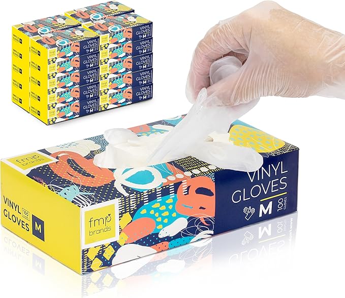 Fit Meal Prep 2000 Pack Disposable Latex Free Medium Vinyl Food Prep Gloves - Powder Free, Ideal for Kitchen, Bathroom, Household, Gardening