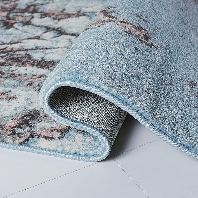 SAFAVIEH Glacier Collection Area Rug - 9' x 12', Blue & Pink, Modern Abstract Design, Non-Shedding & Easy Care, Ideal for High Traffic Areas in Living Room, Bedroom (GLA125L)