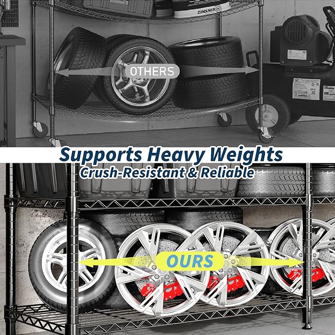 4 Tier Storage Shelving Unit Metal Shelves 59" W Wire Shelving, 59" H L-Shaped Pantry Shelves Kitchen Storage Shelves for Home Commercial Garage Heavy Duty, 59" W x 59.5" H x 13.8" D