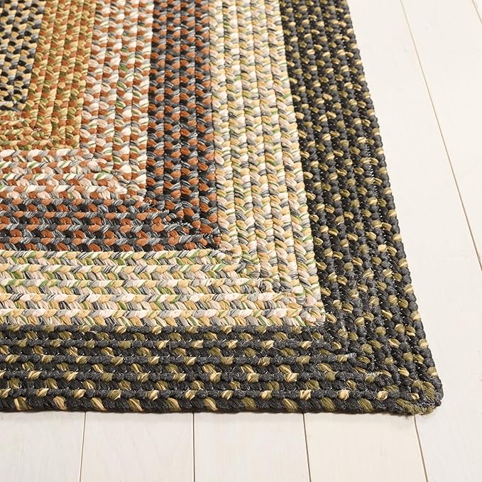 SAFAVIEH Washable Rug Outdoor Braided Collection - 3' Square, Multi, Handmade & Reversible, Non-Shedding & Easy to Clean, Ideal for Patio, Backyard, Mudroom (BRD308A)